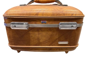 American Tourister Train Koffer Koffer Klein Braun Vintage W Insert & Tag