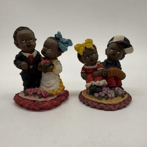 Sofia Ann African American Kids Statues Lot Of 2 Music & Wedding Vintage