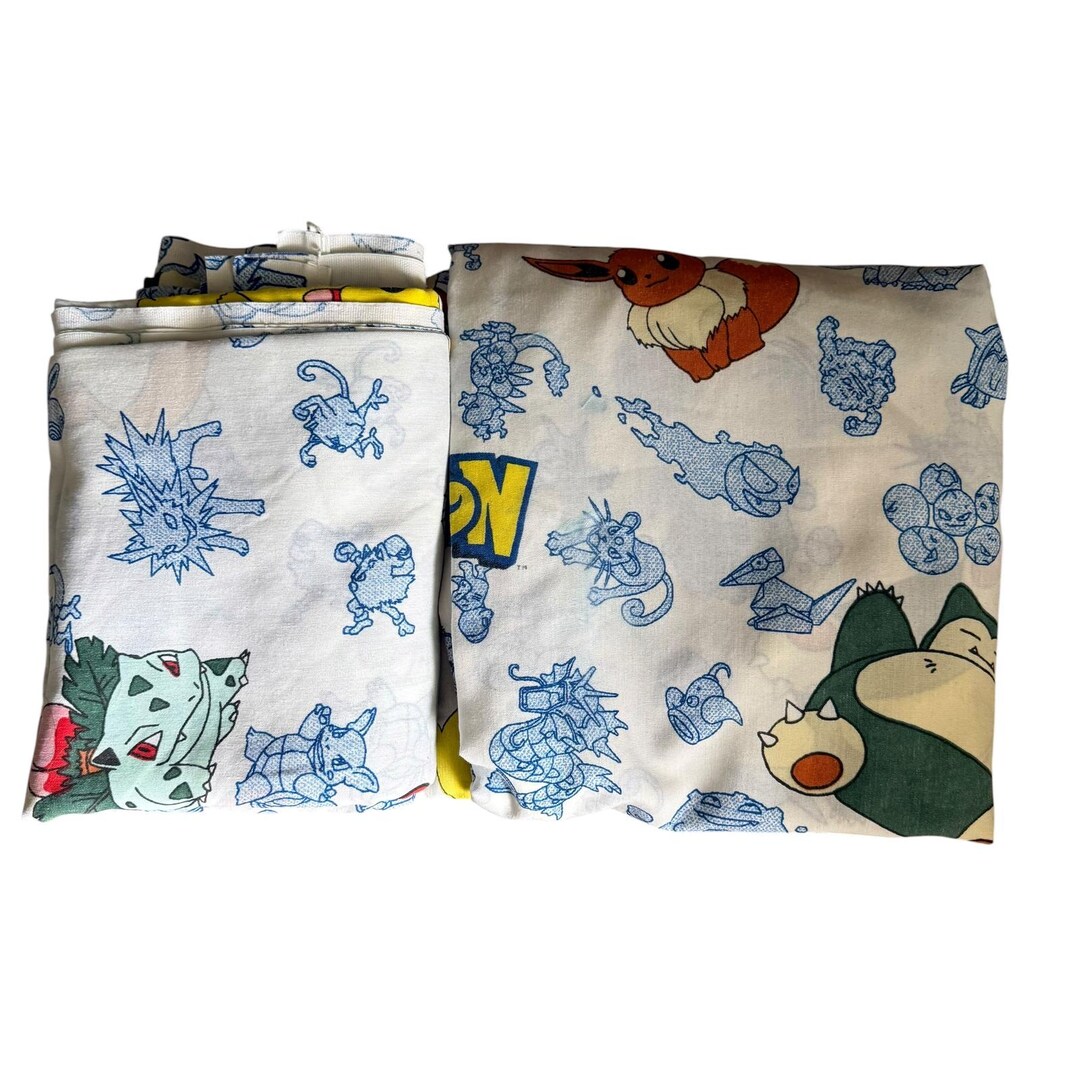 Pokemon Bedding Sheet Set Kids Twin White Pikachu Vintage 1998 Nintendo ...