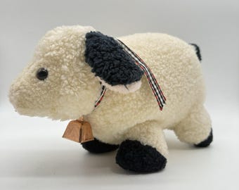 Peluche mouton lainée Gund Woolie W Ringing Bell vintage 1986