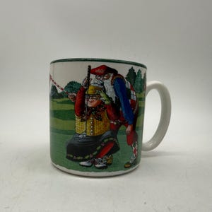 Potpourri Designs Golfing Mr. & Mrs. Santa Mug Jeanne Seury 1994 Christmas Golf