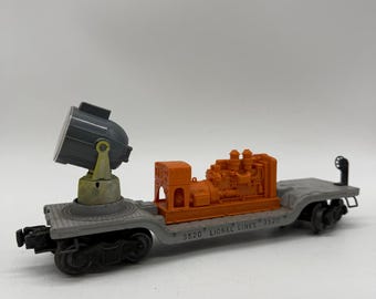 Lionel 3520 Operating Searchlight Car O Gauge Grey Orange Vintage w Box