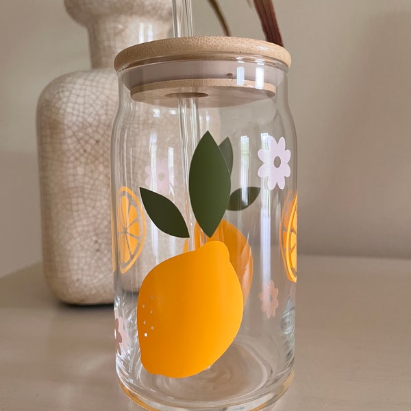 Lemon Iced Coffee Glass | Iced Tea Glass