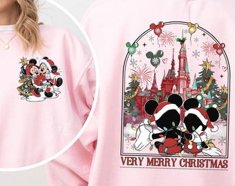 Mickey Minnie Christmas Sweatshirt, Mickey Very Merry Christmas Sweatshirt, Disney Couple Christmas Hoodie, Christmas Castle Crewneck,123911