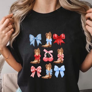 Coquette Cowboy Shirt, Western Cowgirl Shirt, Country Girl Shirt, Cowboy Boots Shirt, Cowgirl Shirt, Bow Shirt, Comfort Colors Shirt, 123308
