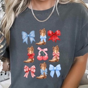 Coquette Cowboy Shirt, Western Cowgirl Shirt, Country Girl Shirt, Cowboy Boots Shirt, Cowgirl Shirt, Bow Shirt, 123308