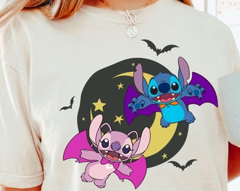 stitch halloween shirt, disney stitch halloween tshirt, disney halloween shirt, stitch and angel halloween, comfort colors, 121672
