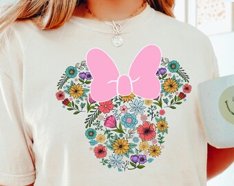 minnie mouse floral shirt, minnie ears floral shirt, minnie flowers shirt, Disney Flowers shirt, floral minnie mouse, comfort colors, 121356