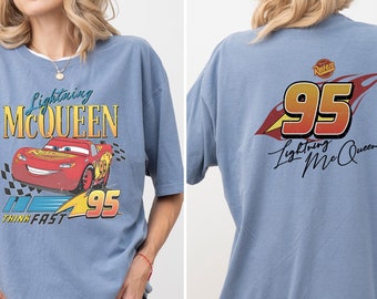 lightning mcqueen, double side lightning mcqueen shirt, double-sided lightning mcqueen shirt, disney cars shirt, comfort colors, 121938