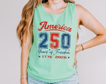 America 250 Years of Freedom Tank Top, 4th of july tank top, Patriotic USA Tee, 250th USA Birthday Tanks, 125016