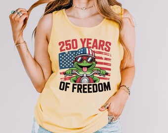 Camiseta sin mangas Comfort Colors 250th Birthday USA, Camiseta sin mangas 250 Years of Freedom, Camisetas sin mangas con la bandera patriótica de EE. UU., 125002
