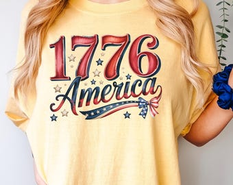 1776 Coquette 4th of July Shirt, Comfort Colors Coquette USA Flag Shirts, 4th July Party Tee, 125251