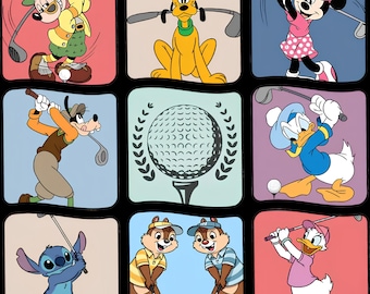 Mickey y sus amigos jugando al golf png, Disney jugando al golf png