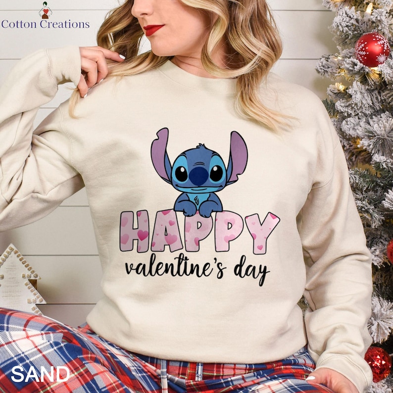 disney stitch and angel valentines day sweatshirt