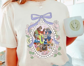 Floral Coquette Mirror Zootopia Shirt, Comfort Colors, Judy Hopps Nick Wilde Shirt,Welcome To Zootopia Disney Shirt, Zootopia Tee 124531