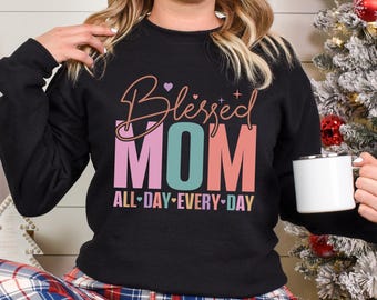 Sudadera "Mamá Bendecida Todos los Días", Sudadera "Vida de Mamá", Sudadera con capucha para el Día de la Madre, Sudadera con capucha de agradecimiento a mamá, Sudadera con capucha "Linda Mamá" 125811