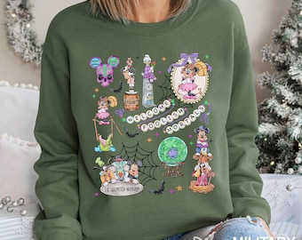 Vintage Disney Haunted Mansion Sweatshirt, Welcome Foolish Mortals Hoodie, Mickey's Not So Scary Party, Disney Halloween Crewneck, 123532