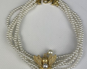 Christian Dior Vintage Gold Pearl Bead Necklace