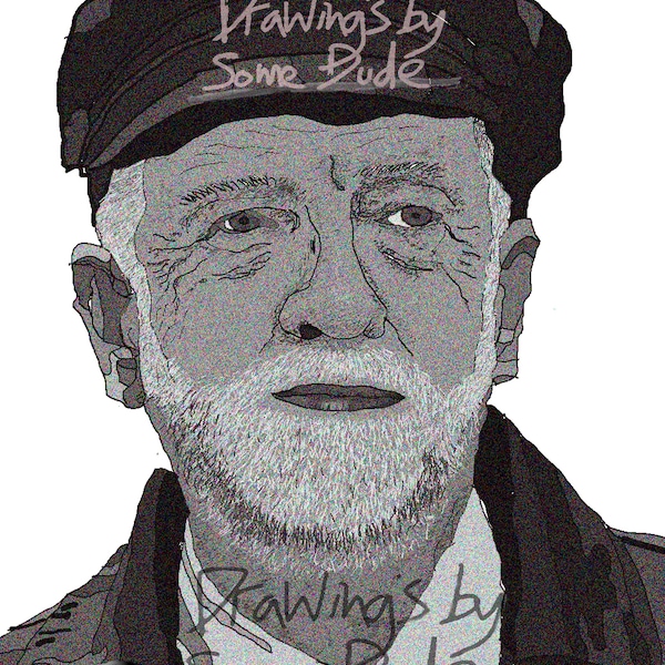 Original digital drawing of former Labour leader Jeremy Corbyn, Corbyn, Jezwecan, Labour, For the Many, Socialism, independent artist