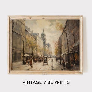 Old Quebec City Street Scene | Historic Architecture and Fall Landscape | Printable Wall Art | Vintage Style Painting | Canadian City
