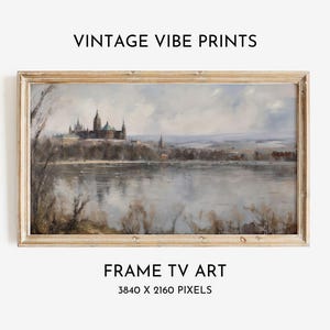 Chateau Frontenac | Iconic Canadian Landmark Winter Scene | Soft Pastel Landscape Painting | Samsung Frame Tv Art