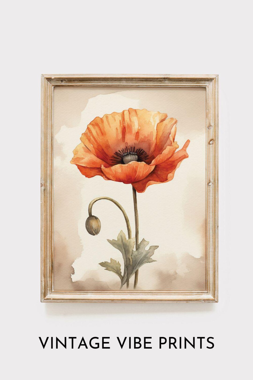 Watercolor Poppy Flower Print | Hand-painted Botanical Wall Art | Red ...