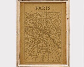 Stampa D'Arte Su Tela Antica Mappa Di Parigi Garnier - Quadro Con Cornice A3, Varie Finiture