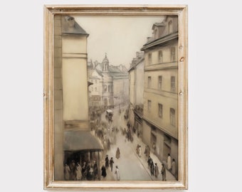 Vintage Paris Cityscape Oil Painting: French Architecture (Digital Download)