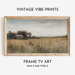 Samsung frame tv art | Vintage art Barn in field | digital download | rustic farmhouse decor|country painting|digital download tv frame art