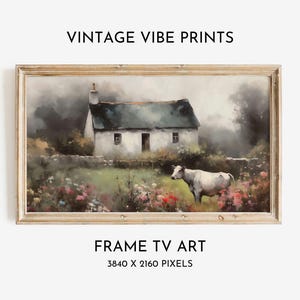 Vintage Cow Painting: English Farmhouse Art for Samsung Frame TV (Digital Download)