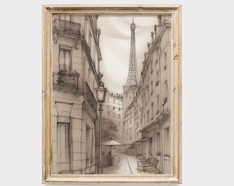 Vintage Paris Sketch Art Print: Neutral Tones (Digital Download)