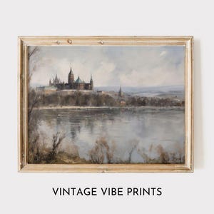Chateau Frontenac | Iconic Canadian Landmark Winter Scene | Printable Wall Art | Soft Pastel Landscape Painting