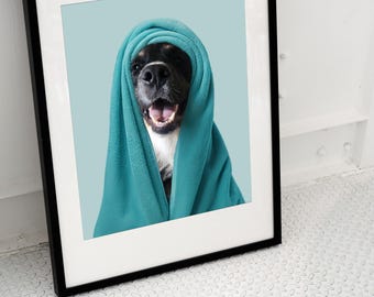 Custom Pet Portrait - Funny Dog Bathroom Art - Personalized Digital Download Gift for Pet Lovers