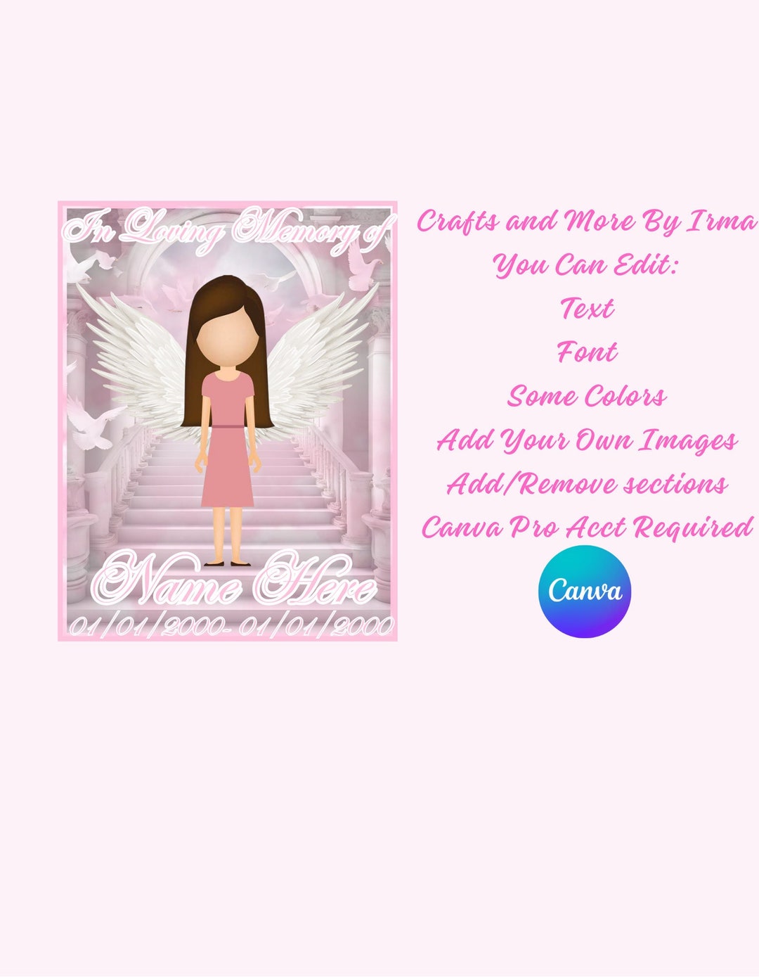 Pink in Loving Memory Template - Etsy
