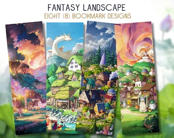 Lindo marcador imprimible, regalo amante del libro, lector de fantasía, arte imprimible Kawaii, impresión descargable instantánea de anime, arte digital caprichoso