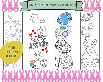 Custom Bookmark Easter Coloring for Kids, Easter Basket Favor, Egg Hunt Activity, Printable Coloring Bookmark, Coloring Pages Gift