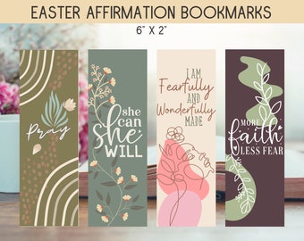 Marcador personalizado Fe sobre el miedo, Afirmación cristiana, Estudio bíblico, Estilo boho, Favor de cesta de Pascua, Regalo de maestro, Marcadores imprimibles