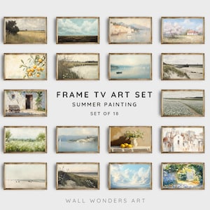 Samsung Frame Tv Art Set of 18, Summer Landscape Paintings, Vintage Frame Tv Art, Digital Art for Frame TV, Nature Wall Art for Samsung Tv