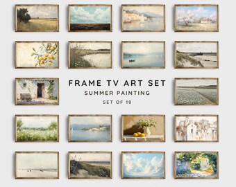 Samsung Frame Tv Art Set of 18, Summer Landscape Paintings, Vintage Frame Tv Art, Digital Art for Frame TV, Nature Wall Art for Samsung Tv