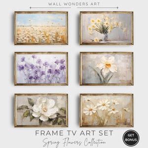 Spring Frame Tv Art Set of 6, Spring Flowers Painting for TV, Samsung Frame Tv Art, Vintage Flowers Oil Painting, Digital Download | TV39