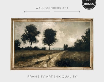 Frame Tv Art Countryside Landscape, Rainy Field Painting Digital Download for Tv, Spring Tv Art, Muted Tones Painting, Tv Screensaver | TV67