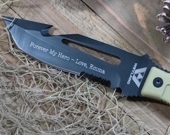 Custom Laser Engraved Tactical Knife – Personalized Hunting Bushcraft Knife with Sheath