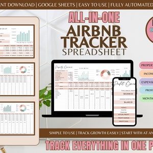 Airbnb Bookkeeping Tracker Budget Google Sheets Rental Income and