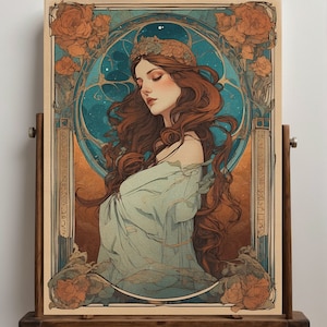 Autumn Goddess Art Nouveau Print | Goddess Decor | Art Nouveau Art