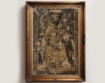 Carta del Tarot antiguo El Mago / Impresión de arte del Tarot / Decoración de la Academia Oscura / Estética oscura / Decoración de la pared gótica / Impresión de brujas / Cartel oculto