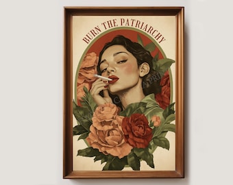 Burn the Patriarchy Retro Art Print | Feminism Poster | Feminist Art | Vintage Poster | Liberal Home Decor | Digital Download | Progressive