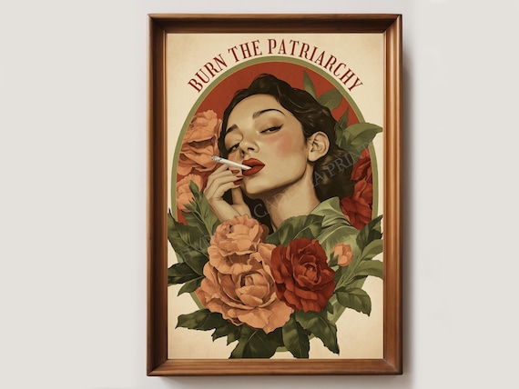 Burn the Patriarchy Retro Art Print | Feminism Poster | Feminist Art | Vintage Poster | Liberal Home Decor | Digital Download | Progressive