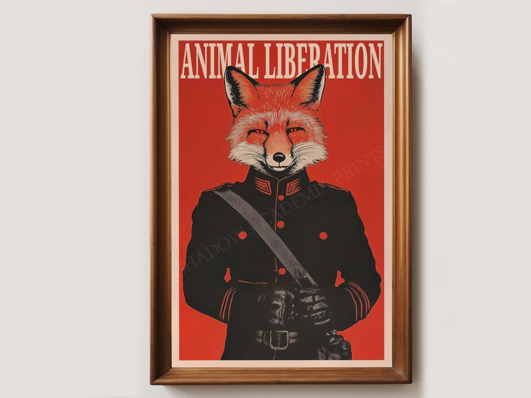 Animal Liberation Fox Art Print Poster | Animal Rights Poster | Vegan ...