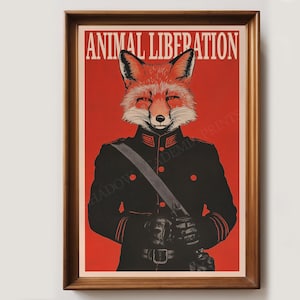 Animal Liberation Fox Art Print Poster | Animal Rights Poster | Vegan Art Print | Animal Rights Activism | Vegan Activist Poster | Veganism