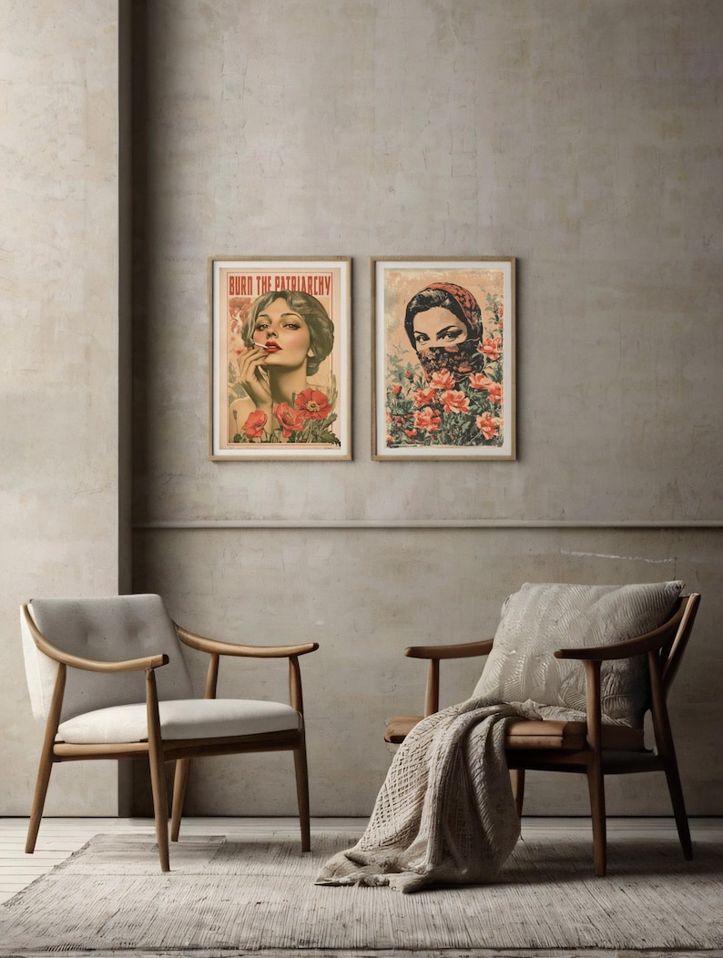 Impresión de arte vintage "Quemen el patriarcado" / Póster feminista / Arte feminista / Póster vintage / Decoración ecléctica para el hogar / Descarga digital imagen 2